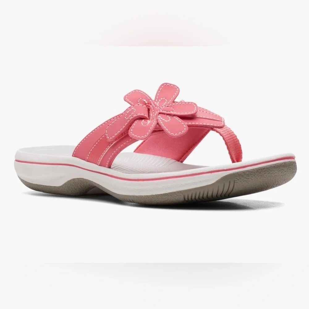 EUC Clarks unisex-adult Brinkley Bright Floral Coral Sandals
